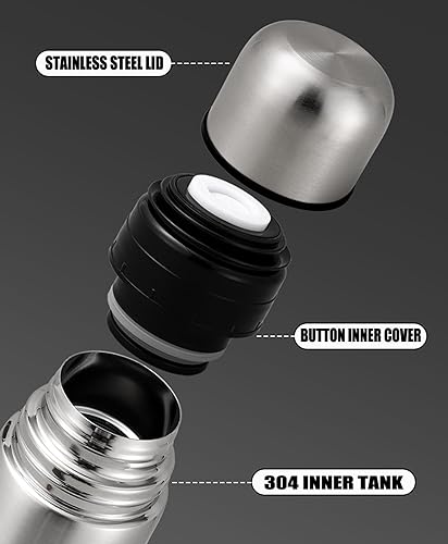 Miniatura 7 de Botella térmica aislada de acero inoxidable con taza, frasco de doble pared aislado al vacío, botella de agua para té, bebidas calientes y frías,