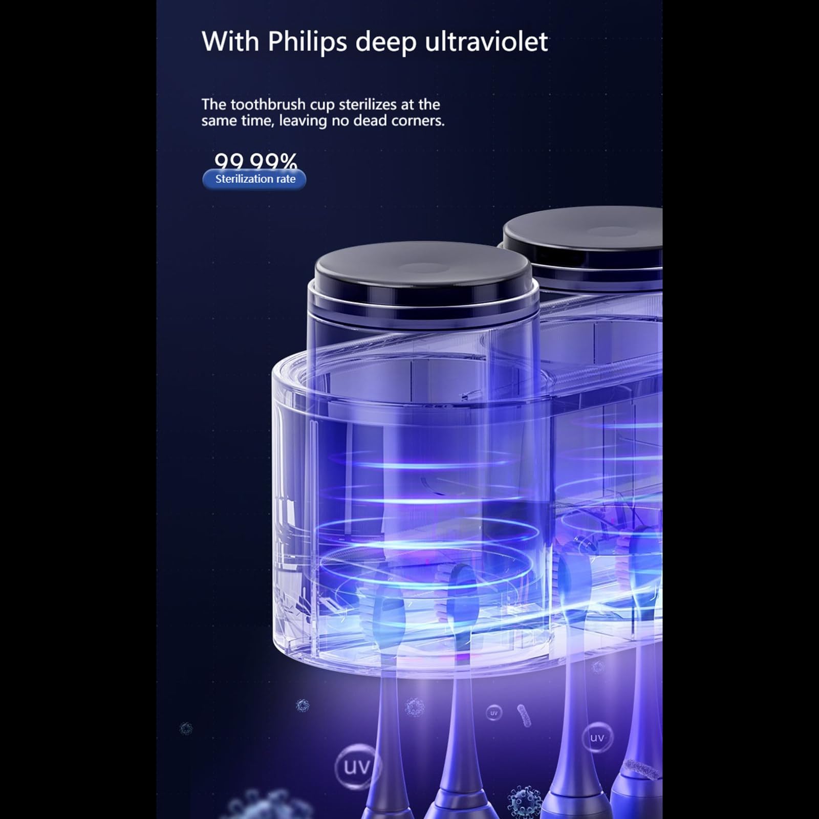 Esterilizador de cepillo de dientes inteligente sin perforaciones Cepillo de dientes para varias personas Desinfección ultravioleta Estante de secado automático,White