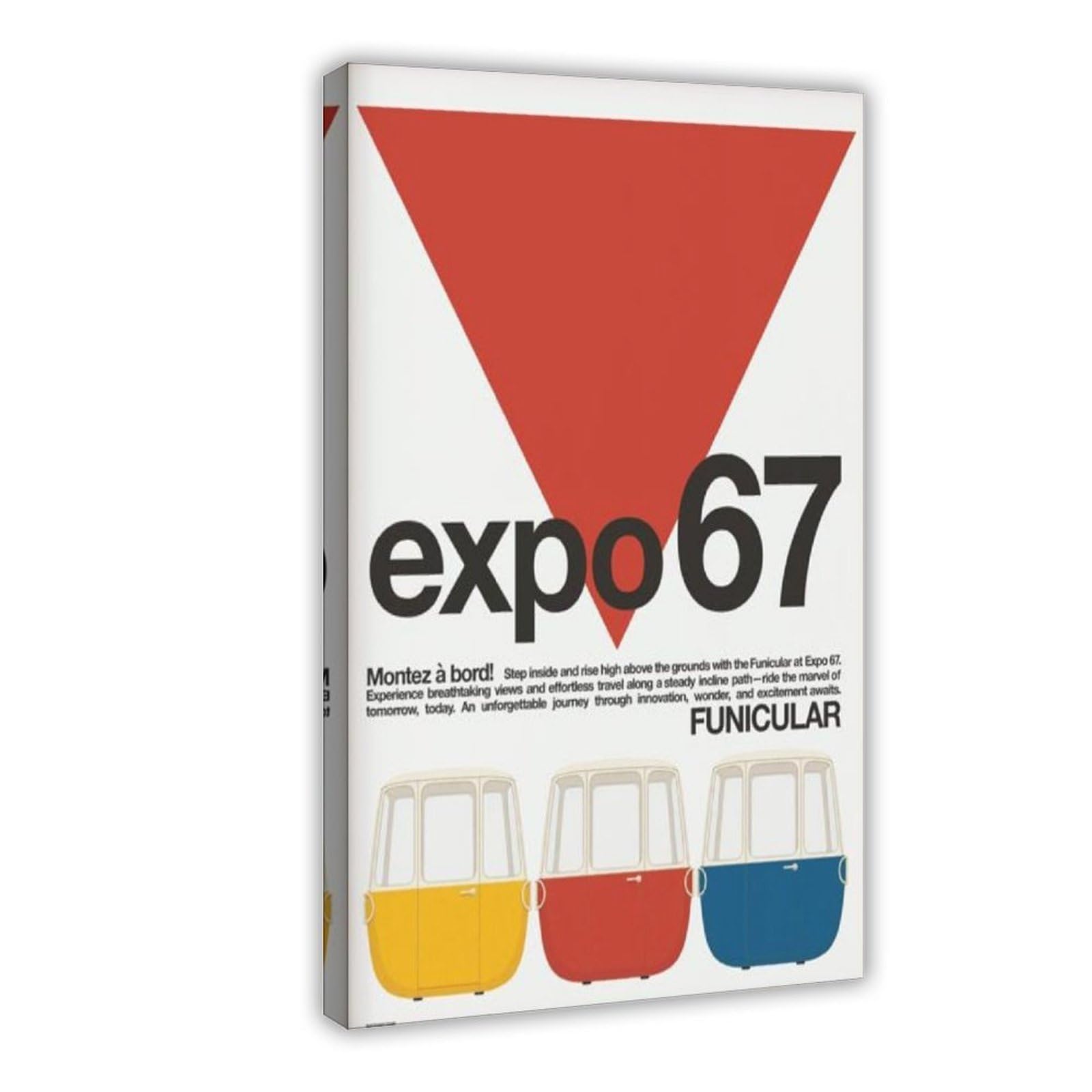 GJtyRFH Expo 67 Funicular Cable Car Montreal Canada Mid Century Modern Typography Canvas Wall Art Posters And Prints Room Aesthetic Bedroom Office Decor 24" L X 36" W