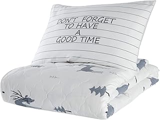 BONPERLA Animals Bedding Set, Twin Size Bedspread Set, Deer Themed Coverlet, Kids Boys Girls Bedding, (Twin)