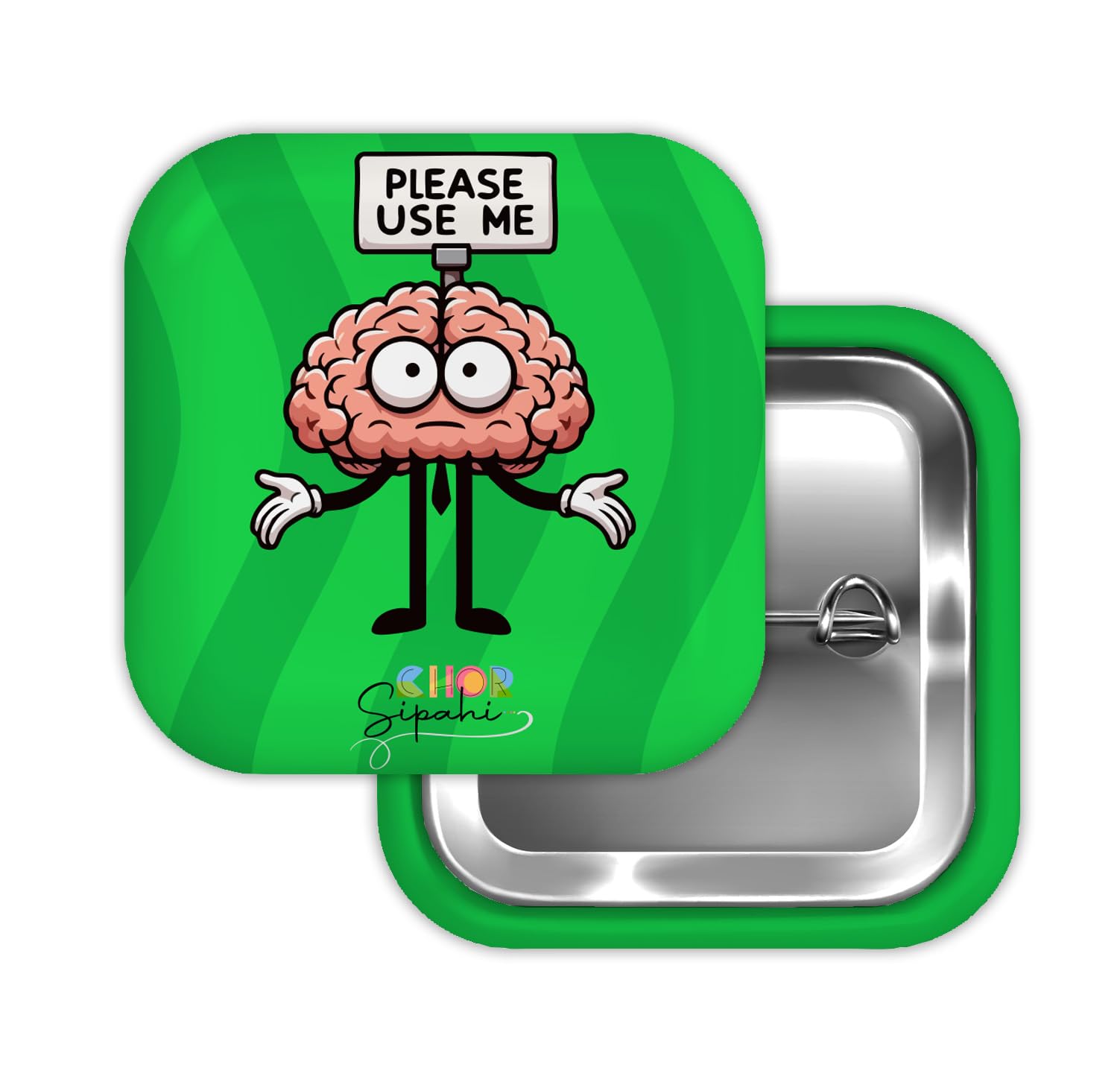 chor sipahi Please Use Me | Funky & Quirky Square Pin Badge | Gloss Finish | Trendy Fashion Accessory for Bags, Jackets & Backpacks | Perfect for Gifting & Collecting | Size: 2.5x2.5 Inch-picture-50