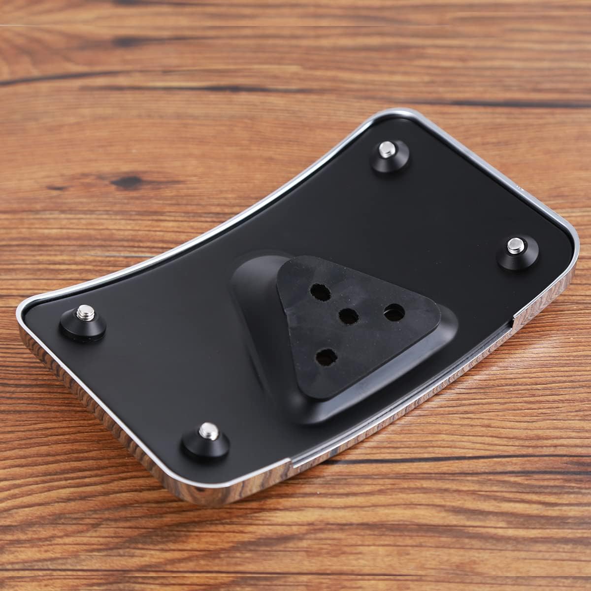 Black Curved Laydown License Plate Mount Bracket for Harley 3 Hole Mount (Chrome)