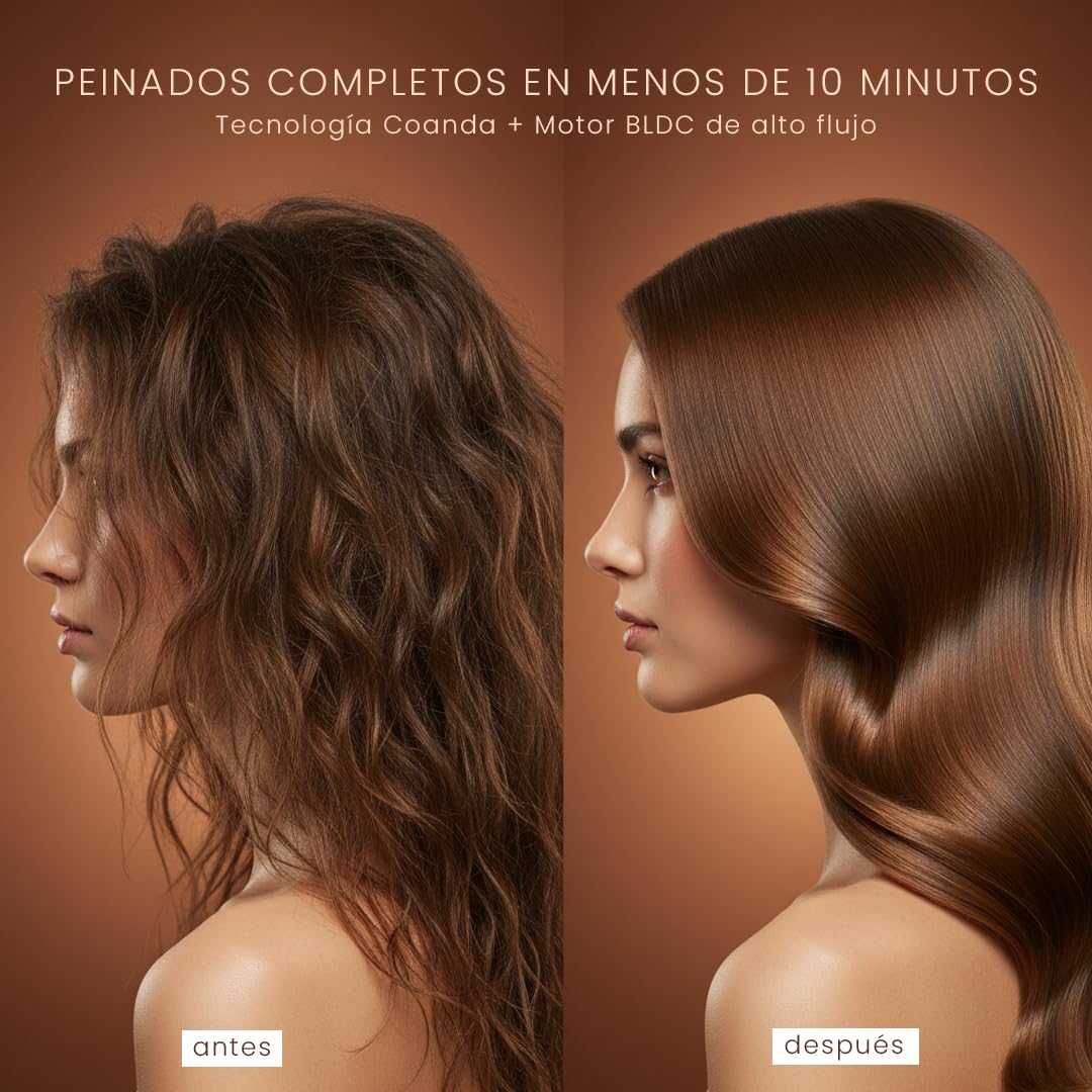 SOGO Cepillo Secador de Pelo 5 en 1 - Moldeador de Pelo con Tecnología Coanda para Peinados Sin Frizz - Secador Moldeador con Motor BLDC y Aire Frío - Cepillo Alisador con Accesorios