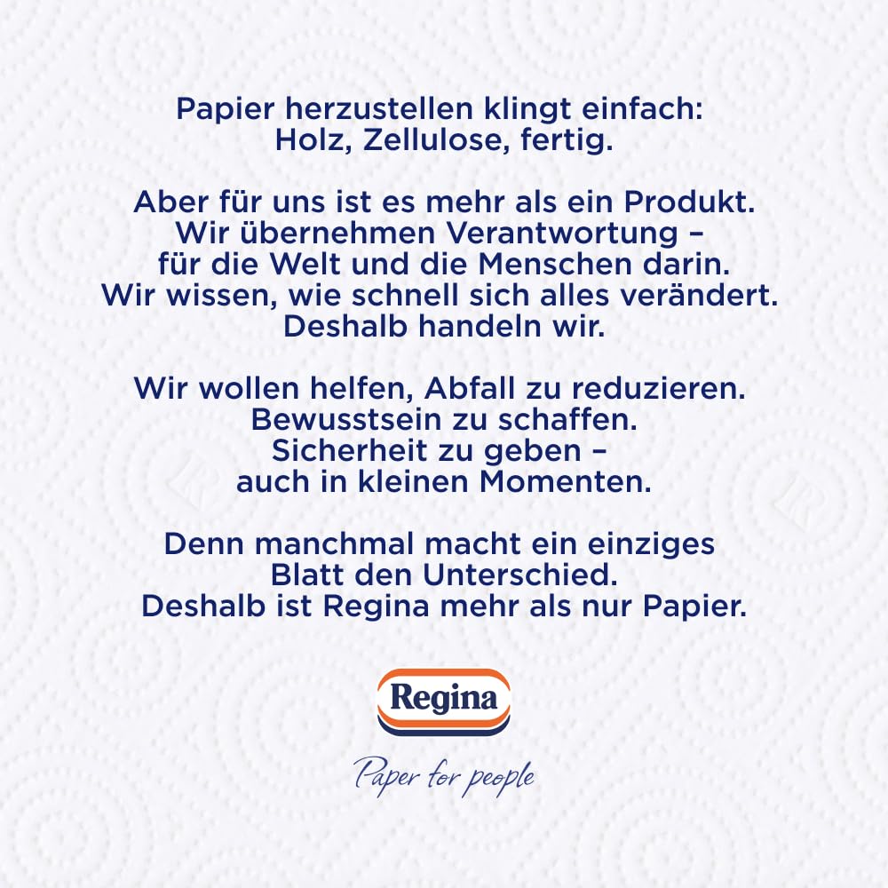 Regina Power, 24 Küchenrollen Küchentücher, 2-lagig | 43 Blatt pro Rolle, Ultrastarke Papiertücher für den ganzen Haushalt, Verpackung aus recycelbarem Papier, FSC Papier