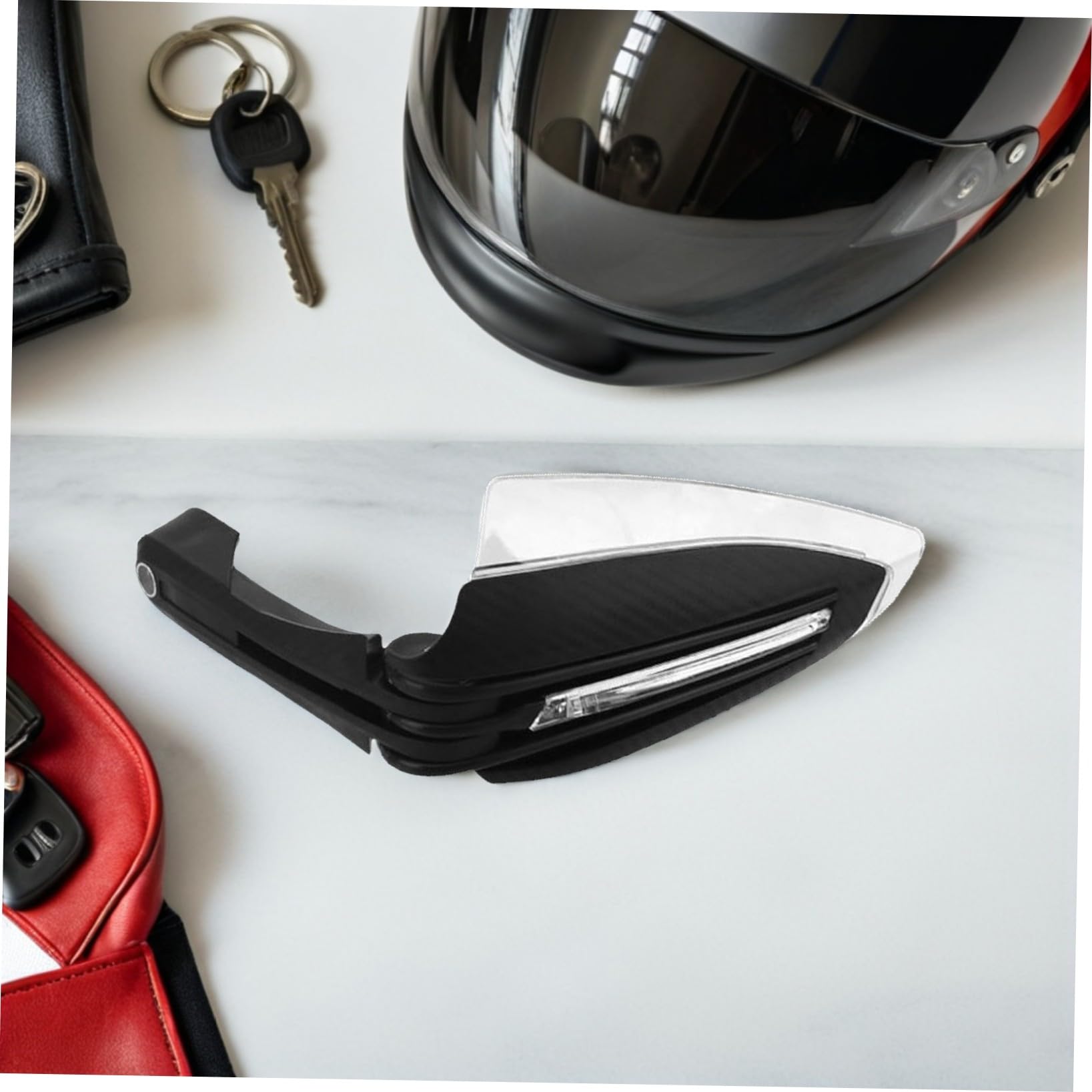 Protector de Manillar Incluye Tornillos y Peso de Balance para Motocicleta Luz Led Resistente al Viento y Arena Material Abs y Acrílico Compatible Motos