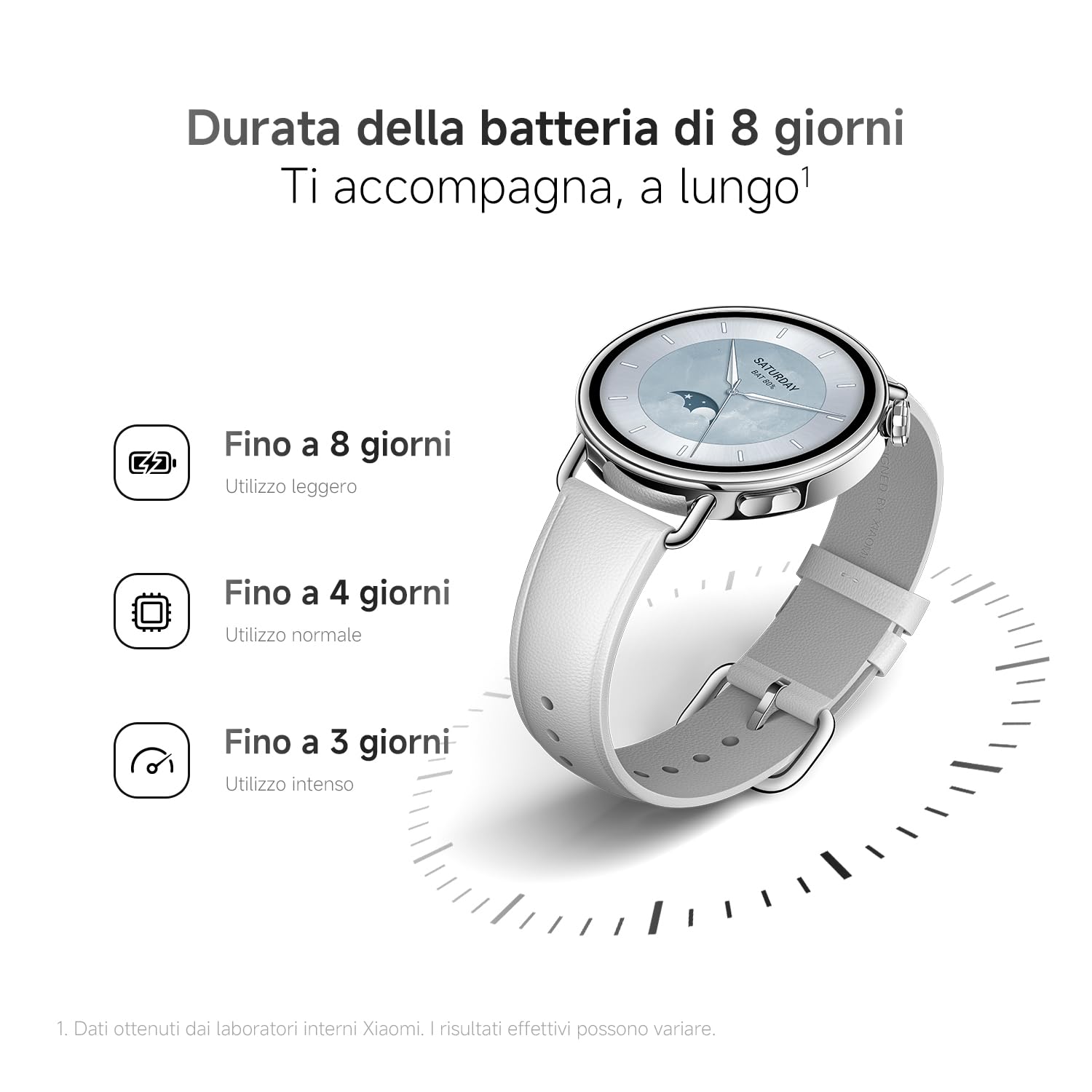 XIAOMI Watch S4 41mm: smartwatch compatto ultra-leggero da 32g, previsione ciclo, controllo della salute con un tap, 150+ modalità sportive, funzioni sicurezza, HyperOS 3, cinturino in pelle bianco