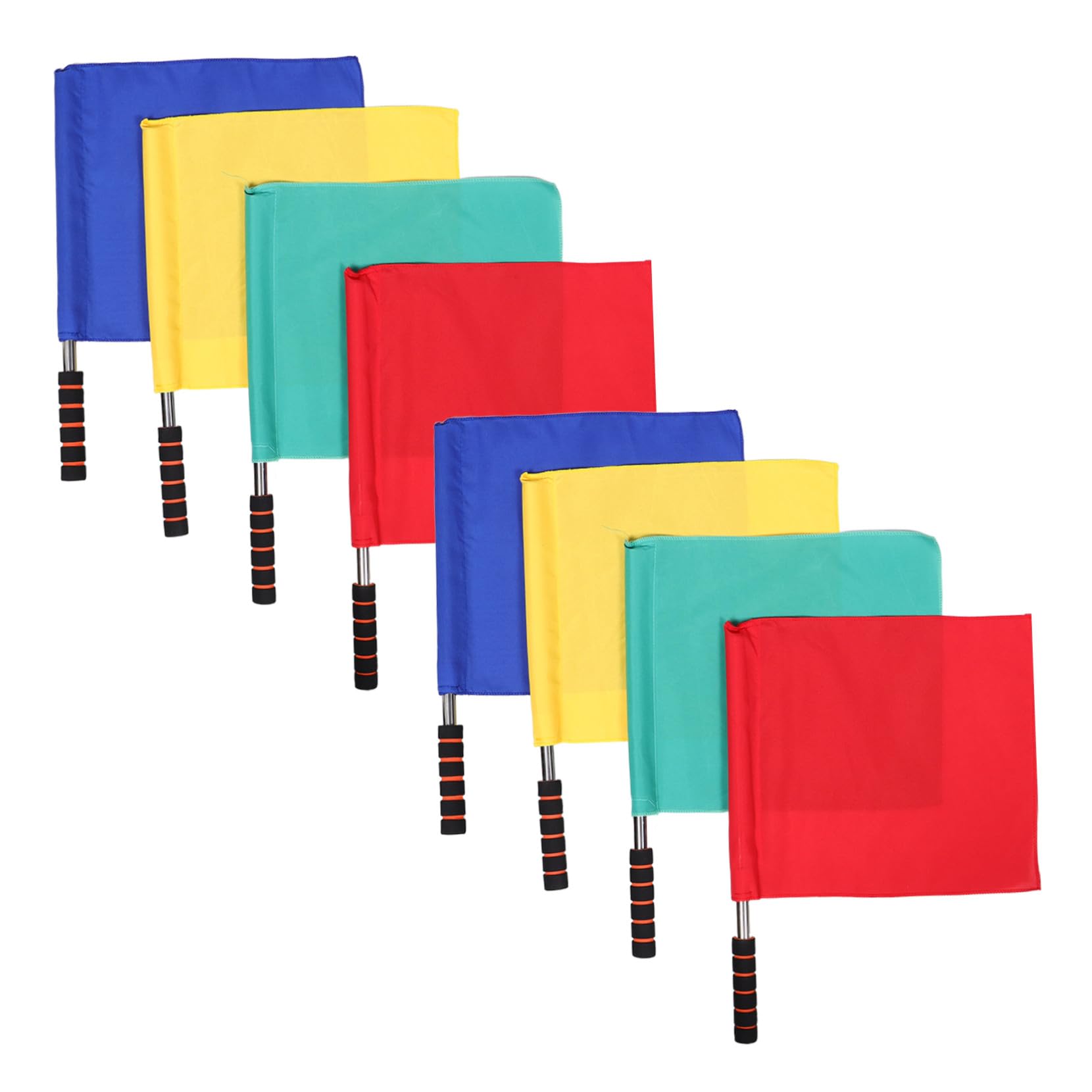 8 Piezas Banderas de Árbitro Multicolor con Mango Esponjoso de Acero Inoxidable para Fútbol Voleibol y de Juez de Línea y Accesorios Deportivos Ergonómicos y