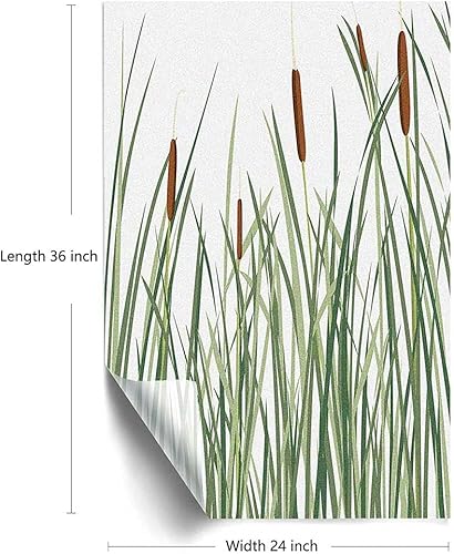 Miniatura 4 de Swamp - Película de privacidad para ventana  Fondo de plantas acuáticas de la naturaleza de hierba de caña Reseda, verde canela y blanco, 24 x 36