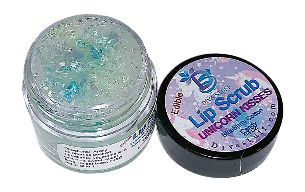 Unicorn Kisses Lip Scrubbie , , Moisturizes, Heals, Tastes Great, Blueberry Cotton Candy Flavor, Sparkling Sugar