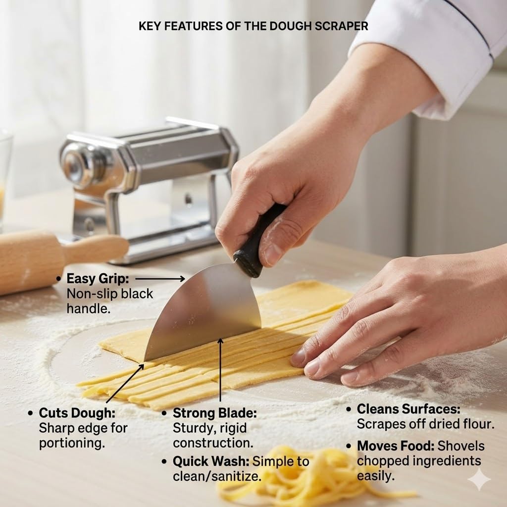 KMW High-Performance Scrapper with Black Plastic Handle -6", Steel, Extra Large | for Buffets, Catering & Events | Compact Build 2