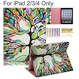 iPad Case, iPad 2/3/4 Case, Dteck(TM) PU Leather Folio Flip Stand Case with Card Slots/Cash Pocket Wallet Design Protective Shell Cases Portable Covers for Apple iPad 4,iPad 3 & iPad 2,Life Tree