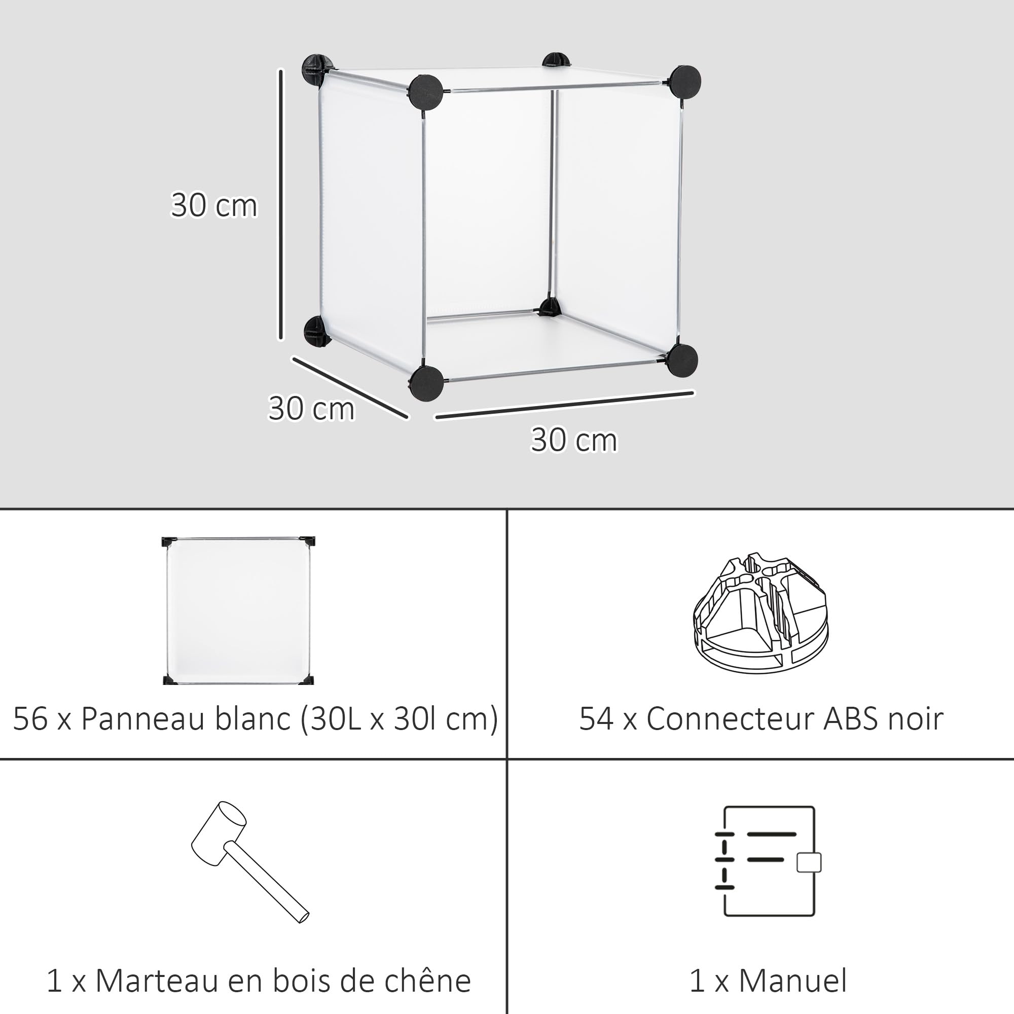 HOMCOM Meuble de Rangement modulable, 16 Cubes, étagère de Rangement en Plastique, Meuble à Chaussures, vêtements, Livres, Jouets, Meuble casier Rangement Cube, Blanc