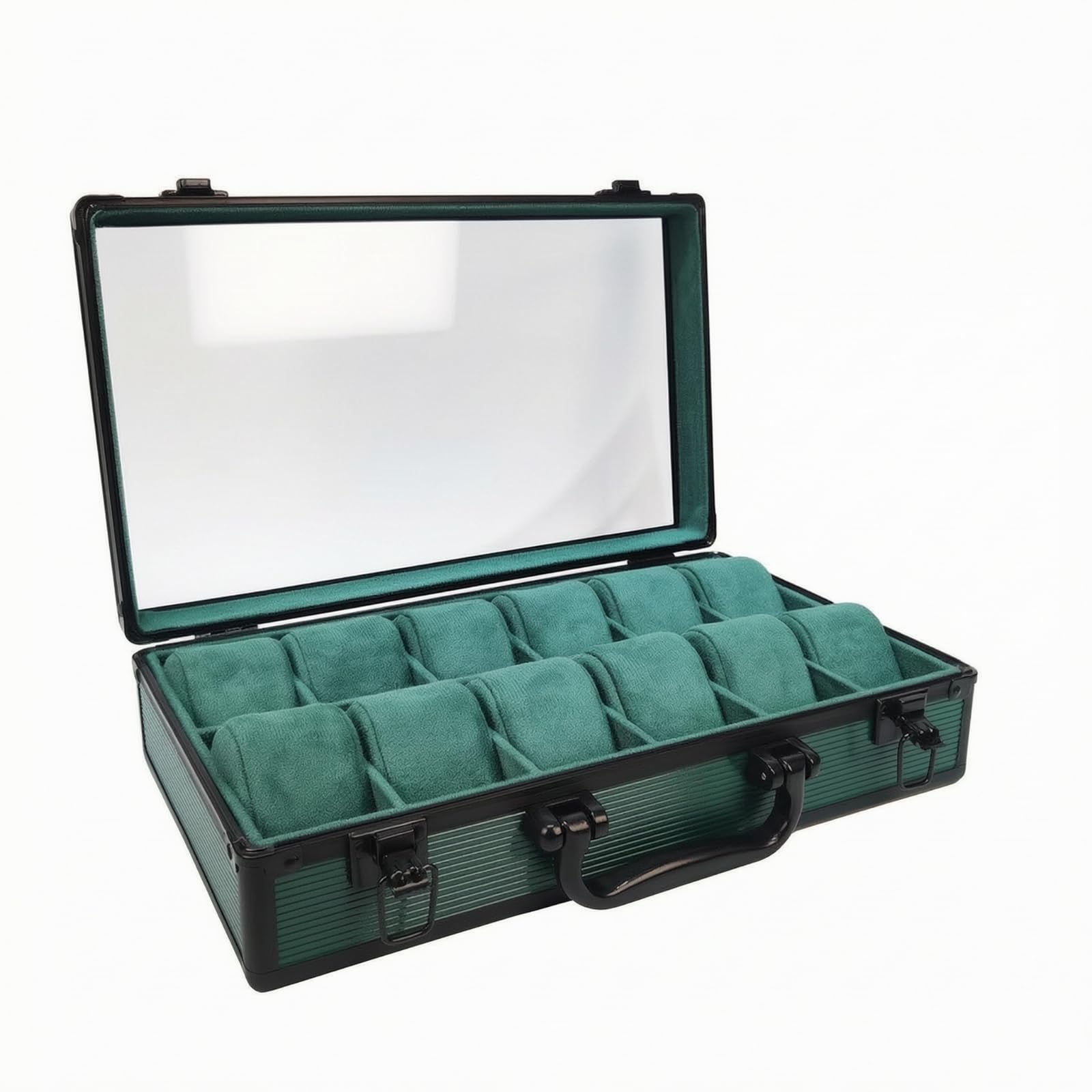 Valigetta per Orologi Compatta, 12 Slot Verde