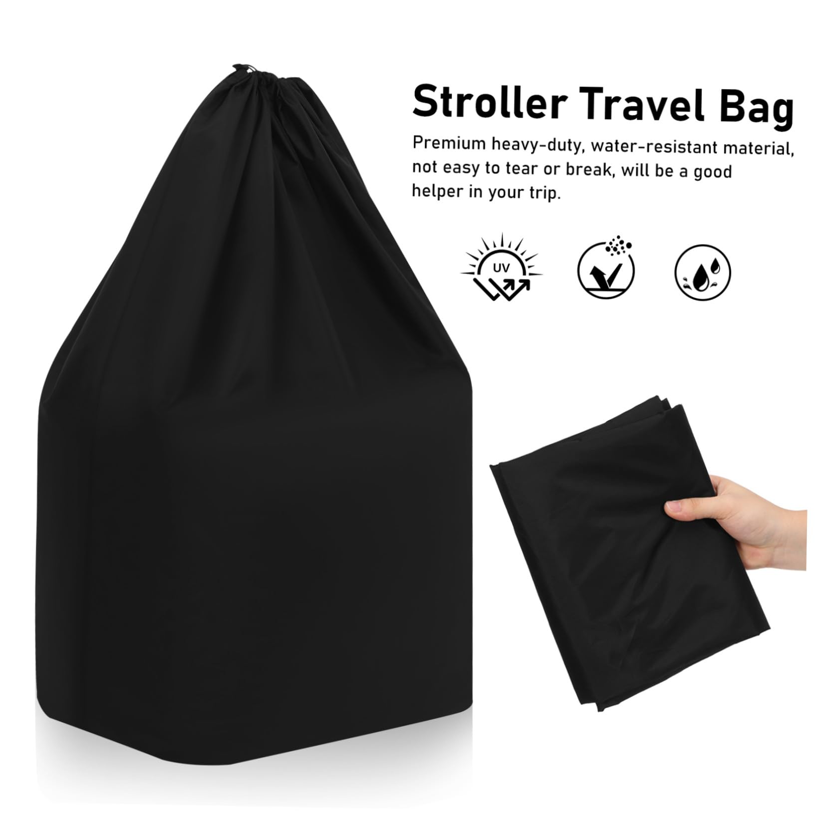 ORFOFE Borsa da Viaggio per Passeggino in Nylon Nero Tracolle Doppie e Chiusura Regolabile per Viaggi in Aereo e Trasporto Confortevole