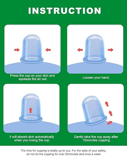 Miniatura 7 de Juegos de terapia de ventosas de silicona (kit de 6 piezas)  Incluye 2 ventosas faciales, masajeador de copa anticelulitis  Ventosa al vacío para