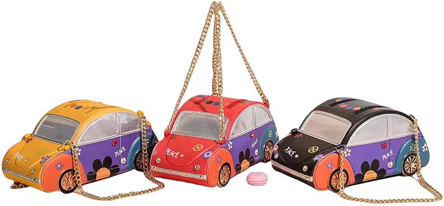 Women PU Leather Car Shaped Chain Shoulder Bag Handbag Purse - Image 7