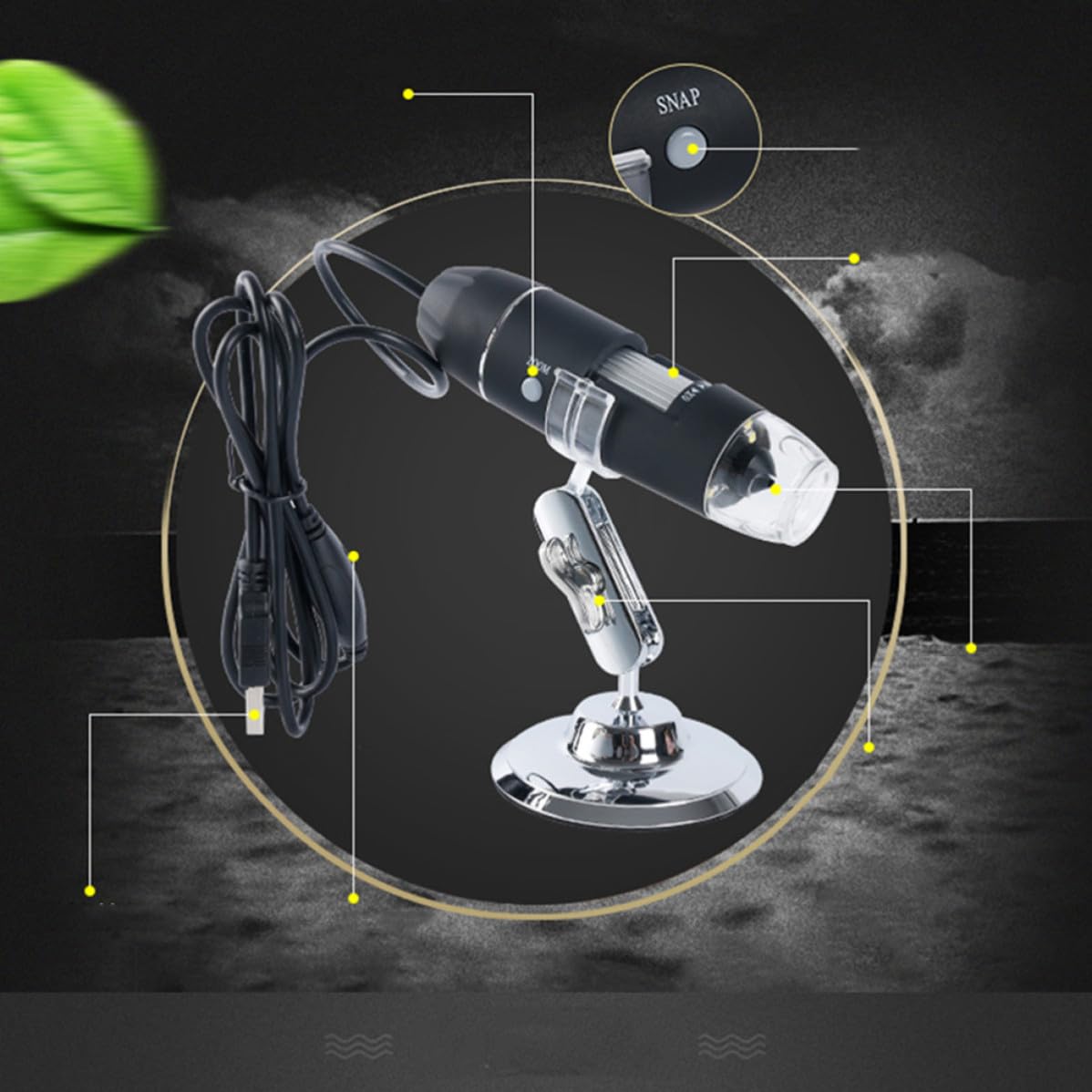 HEALLILY Microscopio USB Digital con LED Ajustables y Soporte Adhesivo Lupa Electrónica Compatible con Win XP Vista Inspección Precisa