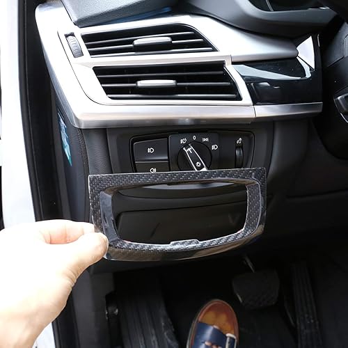 Miniatura 3 de CHEYA Fibra de carbono real para BMW X5 f15 2014-2018 interruptor de faros de coche decoración marco accesorios