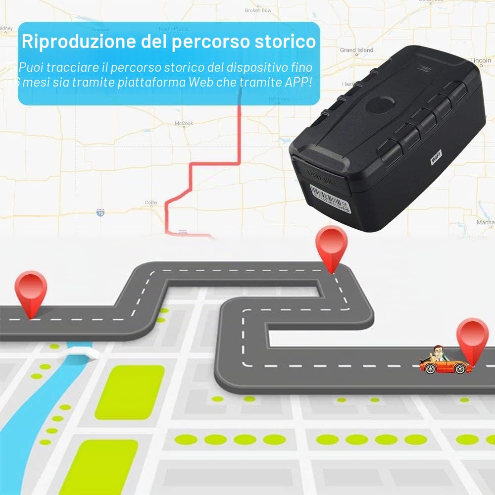 4G Localizzatore GPS Tracker per Auto 20000mAh Impermeabile Nascosto 4G GPS APP Senza Abonamento con Funzioni di Allarme Antifurto Tracciamento Globale in Tempo Reale per Auto,Camion,Altri Veicoli