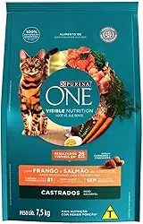 Purina One - Ração para Gatos Adultos Castrados, Frango e Salmão, 7,5kg