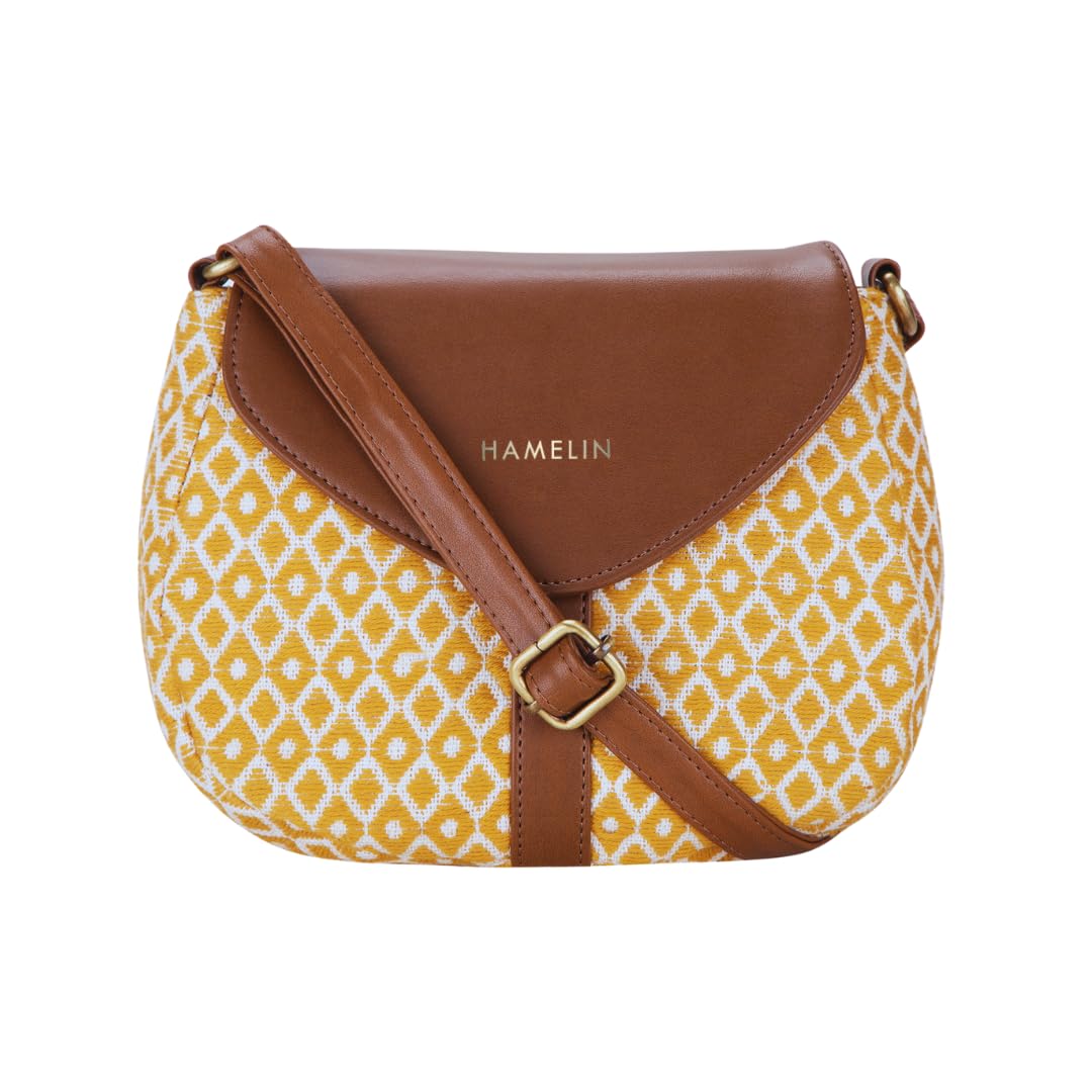 HAMELIN Womens Curvy Sling Bag for Girls and Women | Stylish Vegan Leather Ladies Purse for Mobile/Makeup | Crossbody Bag for Women | Woven Design with Adjustable Strap (Mustard) (B0C3VLKRTS) Amazon Price History, Amazon Price Tracker