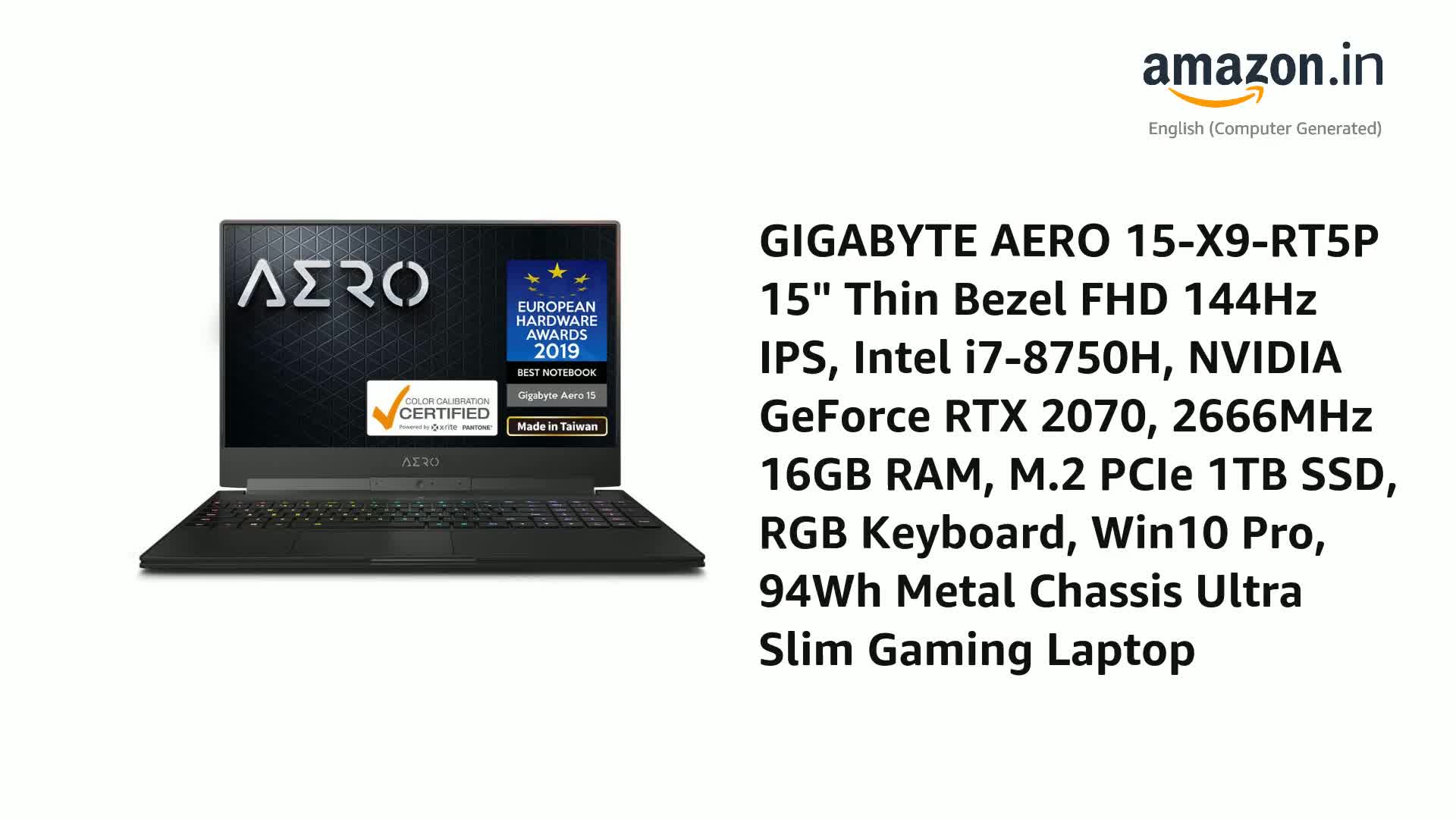ゲーミングノート Gigabyte Aero 15X Core i7/GTX1070/32GB/SSD 500G+1TB
