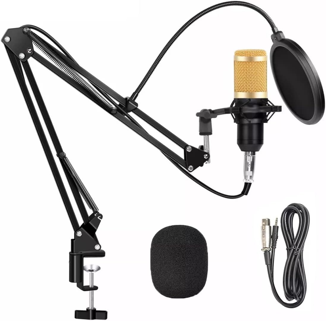Urban Infotech Professional Studio Mic set With Highly Sensitive BM-800 Condenser Mic, Adjustable Suspension Arm Stand, Shock Mount,Pop Filter (Audio Spillter Included) For Recording & Broadcasting