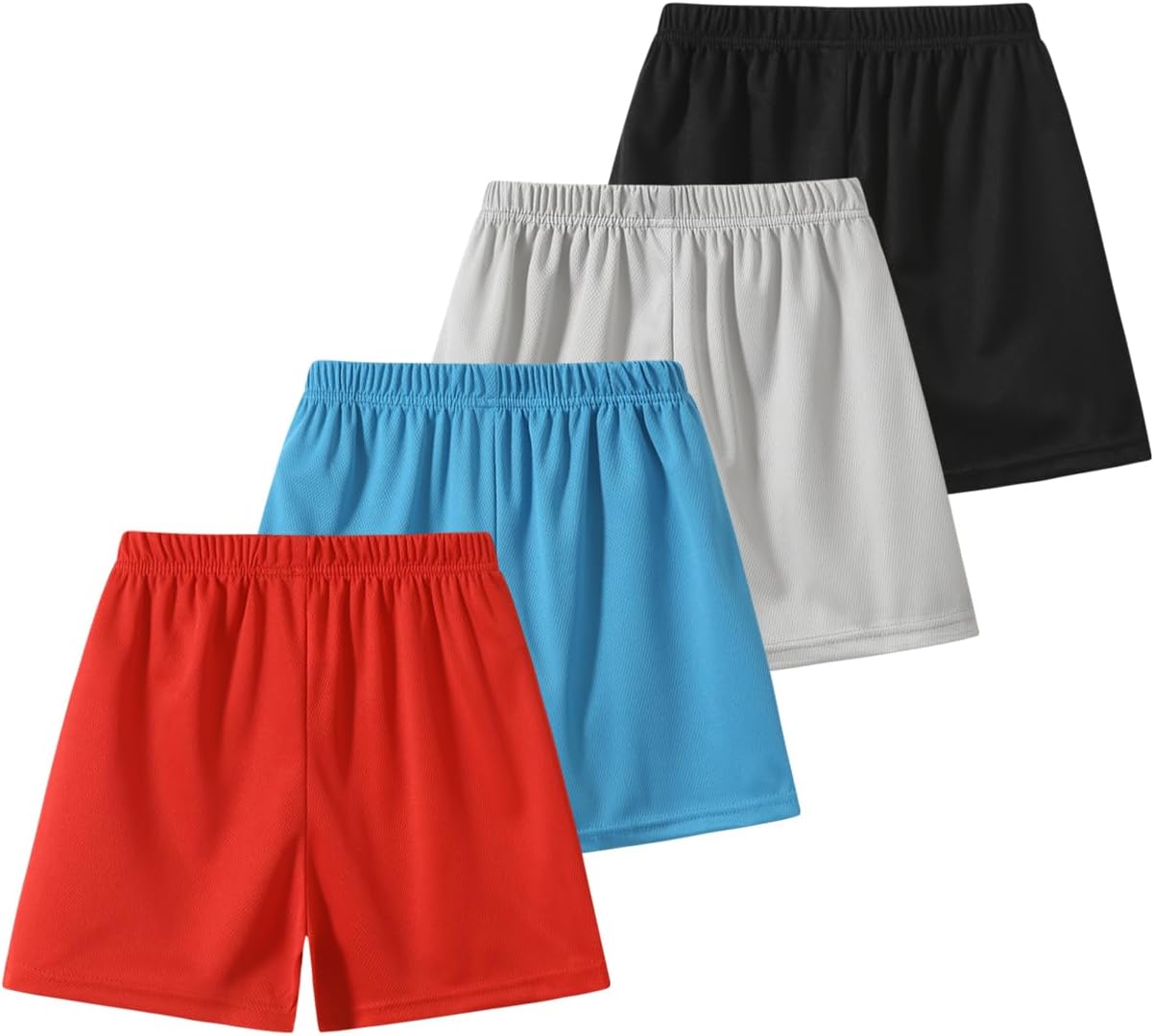 4 Pack Boys Athletic Shorts Kids Workout Sweat Shorts Casual Elastic Waist Activewear for Gym Running 3-12 Years