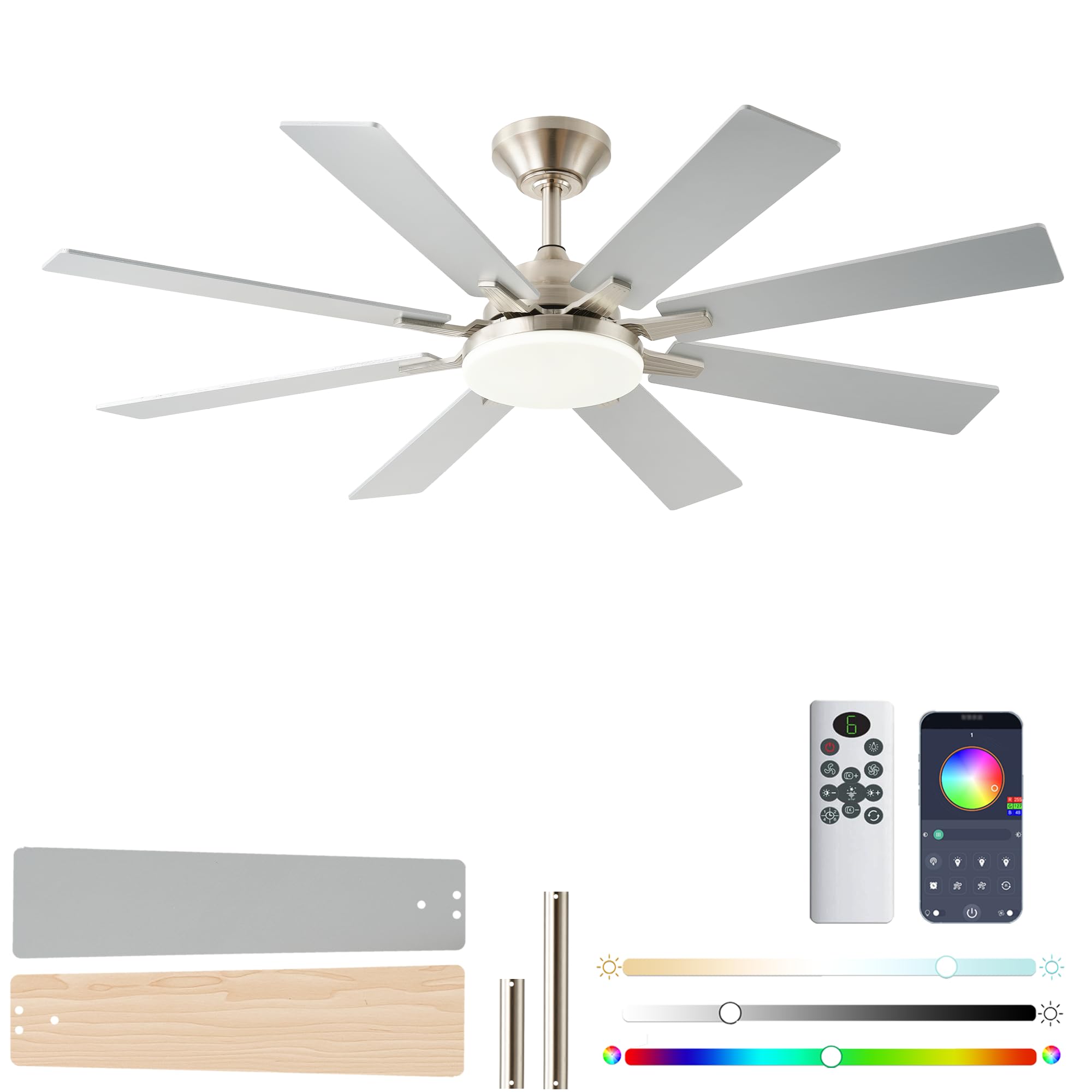 Photo 1 of lspmke 52-Inch Ceiling Fan with Light & Remote - Nickel