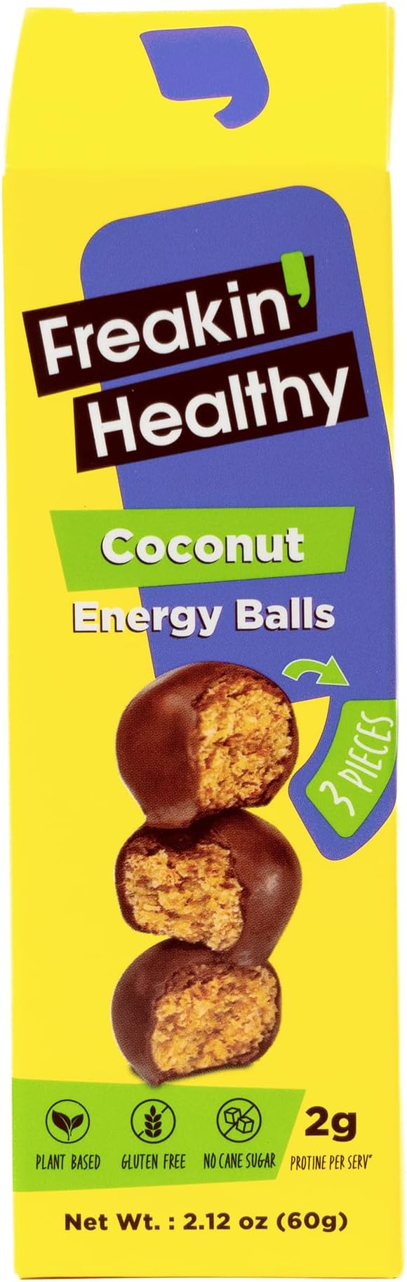 Choco Coconut Energy Balls 60g – Dark Chocolate Covered, Individually Wrapped, Plant Based Snack.