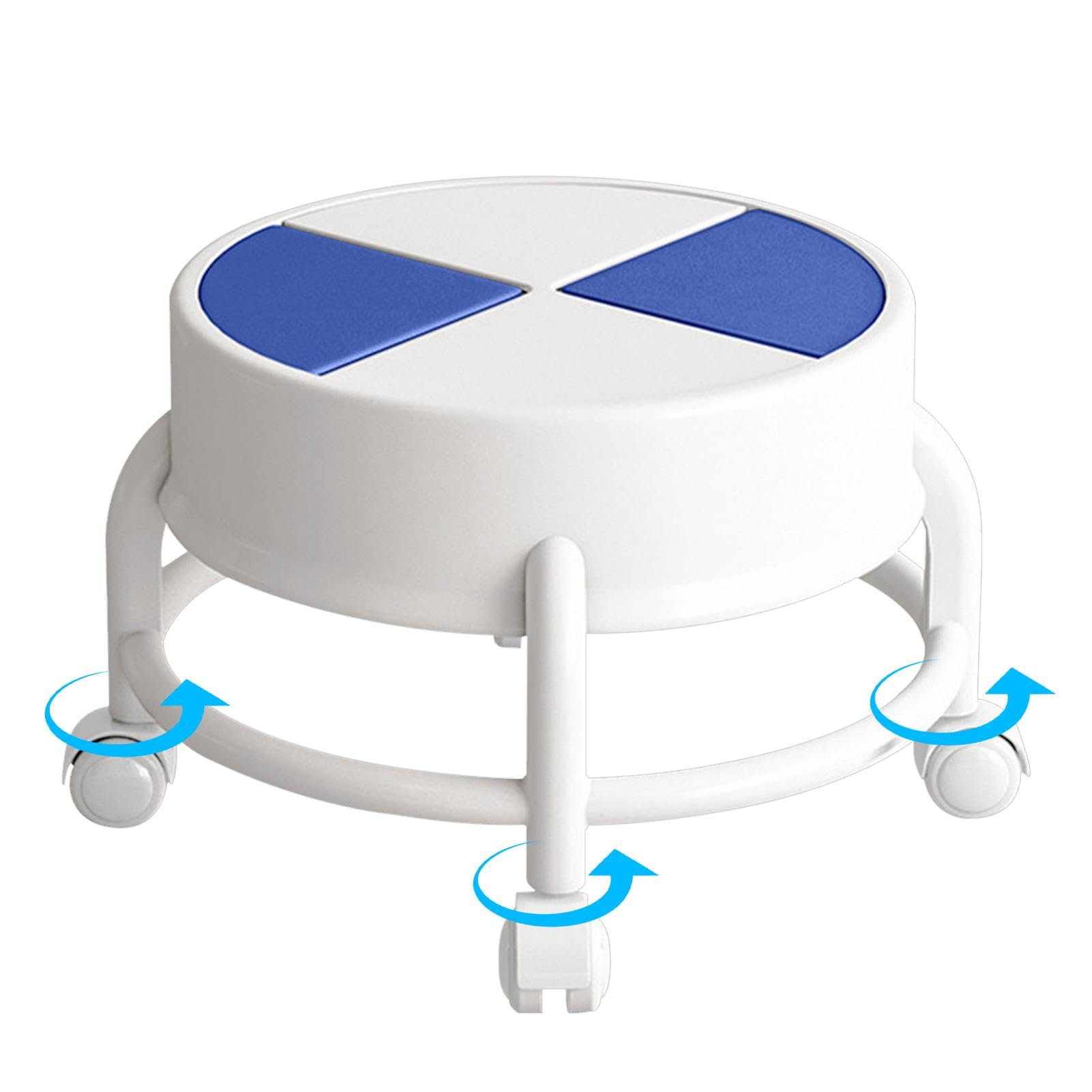 Sedia a rotelle Basso, Sgabello con ruote Basso,Sedia a rotelle bassa altezza con ruote - Sgabello a rotelle basso mobile robusto, scala con ruote girevoli a 360 ° per soggiorno