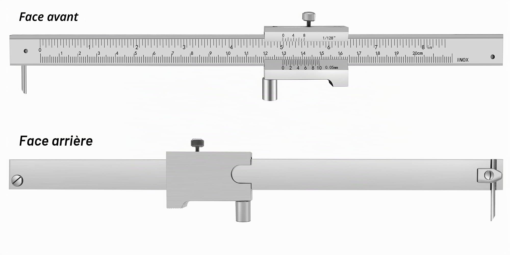 Pieds à coulisse vernier croisé parallèle 0–20 cm avec 2 aiguilles à tracer en carbure de tungstène, pied à coulisse en acier inoxydable, jauge de marquage