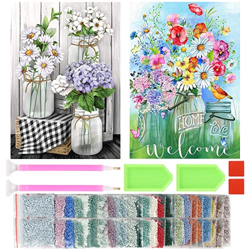 2 Set 5D Flower Diamond Kit para adultos 30 * 40 cm Diamond Art Kits Diamond Art Painting Flower Art Kit sin marco para la decoración de la pared del hogar Cover