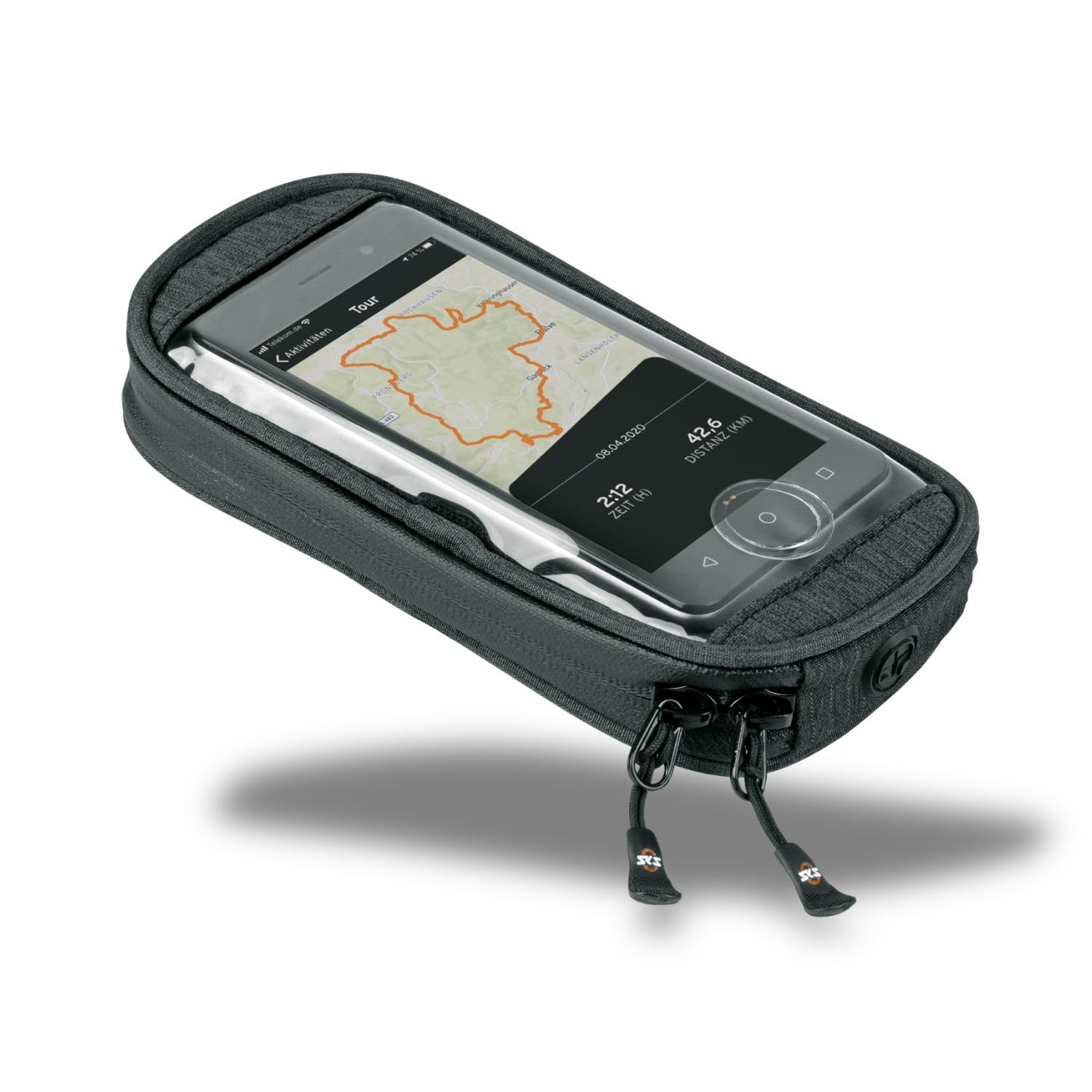 SKS GERMANY COM/SMARTBAG Water-Repellent Mobile Phone Case for Bicycle Handlebars, Bicycle Accessories with Extra Storage Space, for All Standard Smartphones, for Attaching to Compit Mobile Phone