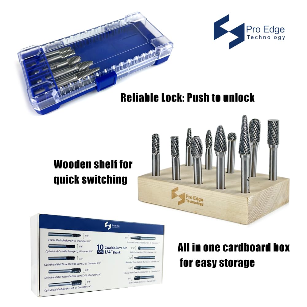 10pcs Carbide Burr Set 1/4" Shanks Double Cut Die Grinder Bits — Amazon image 5