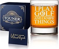 Vista 8 de TOUNER Vasos de whisky The Godfather para hombres, papá, tío abuelo, divertidos regalos de golf para hombres amantes del golf, regalos de jubilación
