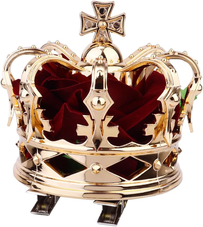 PRETYZOOM Halloween Party Queen Red Crown Hair Clip - 3D Design Lightweight Plastic & Cloth Headdress for Weddings Proms and Festive Decorations