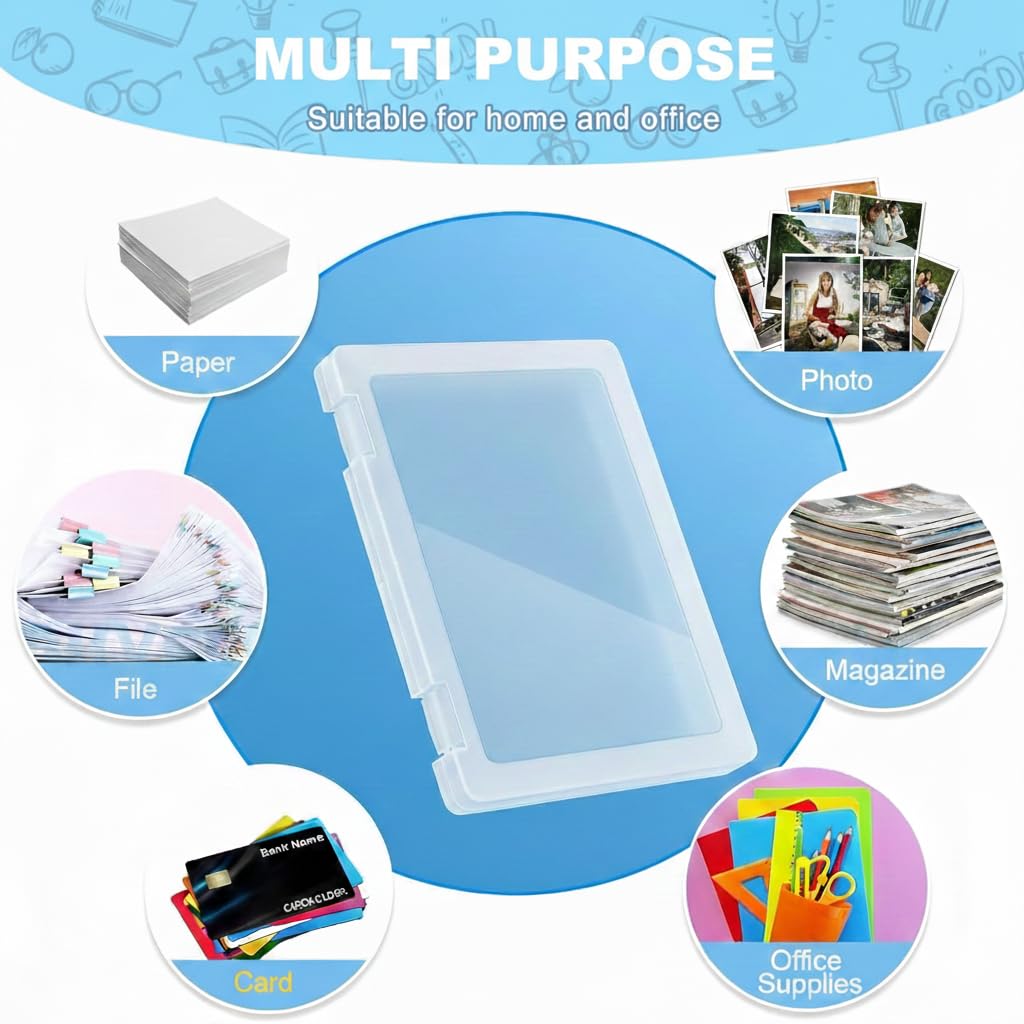 Klick n shop A4 Clear File Storage Box, Transparent Plastic Document Organizer with Latching Lid, Stackable Paper Holder for Office, School and Home (Pack of 1) 2