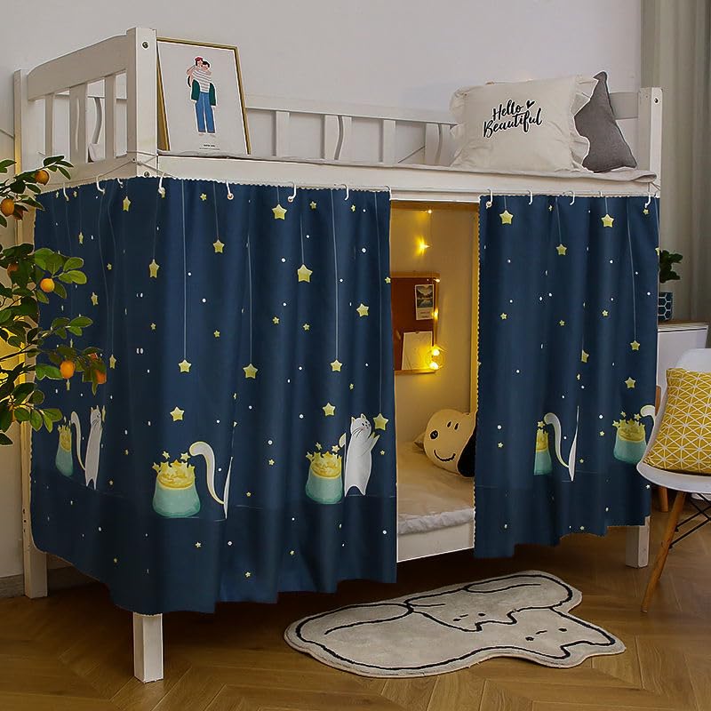 Blackout Bunk Bed Curtains Breathable Dustproof Bed Shading Drapes Lightproof Curtains Student Dormitory Privacy Cover Canopy Shading Cloths Lightproof Bedding Canopy Tent for Single Sleeper