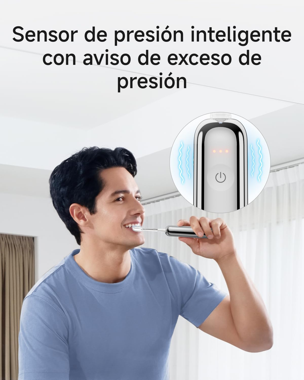 Laifen Wave Pro Cepillo Eléctrico Sónico, Autonomía 70 Días, Acero Inox | Sistema de Limpieza de Doble Modo, Sensor de Presión Inteligente, Tecnología WaveMotion de 60°, IPX8, Ajustes desde la App