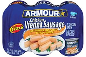 Armour Chicken Vienna Original Sausage, (Six) 4.75oz. Cans: Flavorful and Convenient Chicken Vienna Sausage Delight