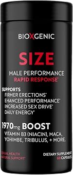 BioXgenic SIZE Male Performance Formula & Pre-Workout - 60 Capsules