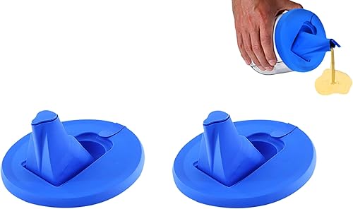 Tapa de lata de pintura y boquilla de vertido para recipientes de 1 galón, paquete de 2  sellado seguro con boquilla integrada para verter la