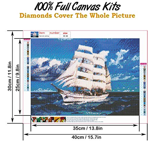 Diy 5D Diamond Painting By Number Kit For Adult,Full Drill Ocean Sailing Boat Diamond Painting Embroidery Dotz Kit For Home Wall Decoration Painting Arts Craft(Ocean Sailboat,15.7X11.8 Inch) #TOP2