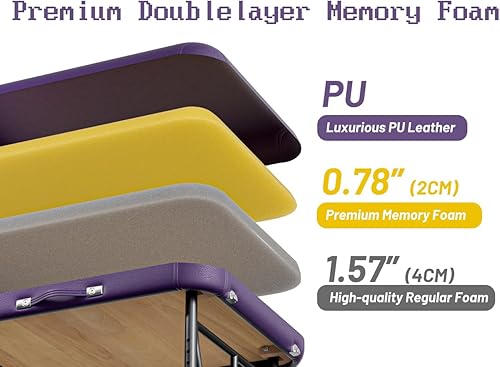 Miniatura 3 de Mesa de masaje profesional portátil de 2 pliegues de espuma viscoelástica de alta calidad, patas de aluminio con capacidad para hasta 1100 libras, 8