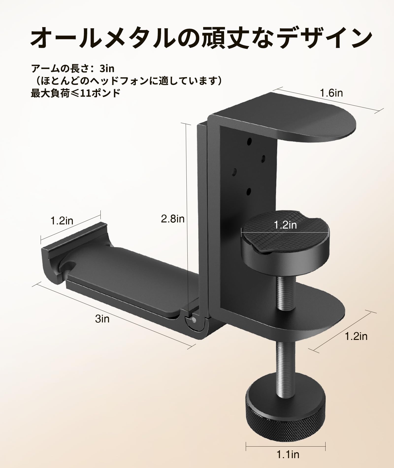 Soporte para auriculares para escritorio, soporte para auriculares debajo de la mesa, soporte plegable para auriculares, soporte de pinza de cable integrado para juegos de PC, oficina,