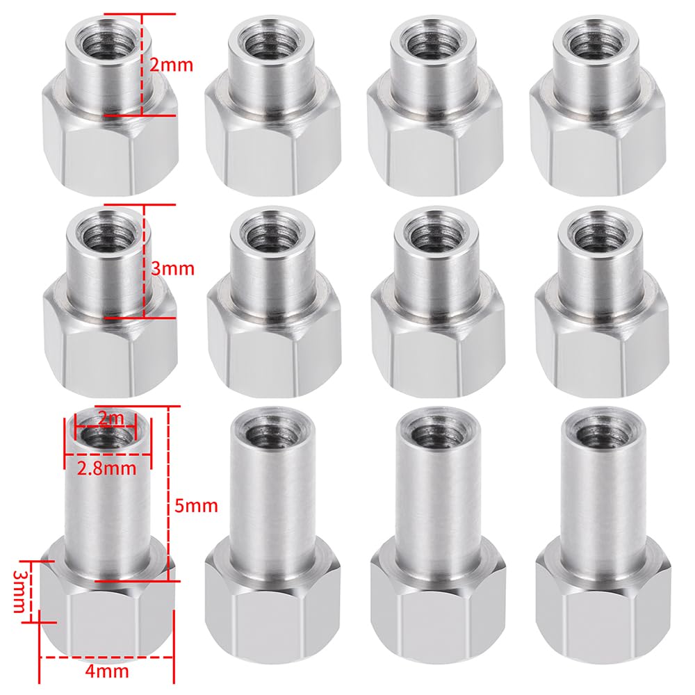 MORLORDY 4Pcs Stainless Steel M2 M3 M5 Extended Wheel Nuts for 1/24 Axial SCX24 AX24 RC Crawler Car (M5)
