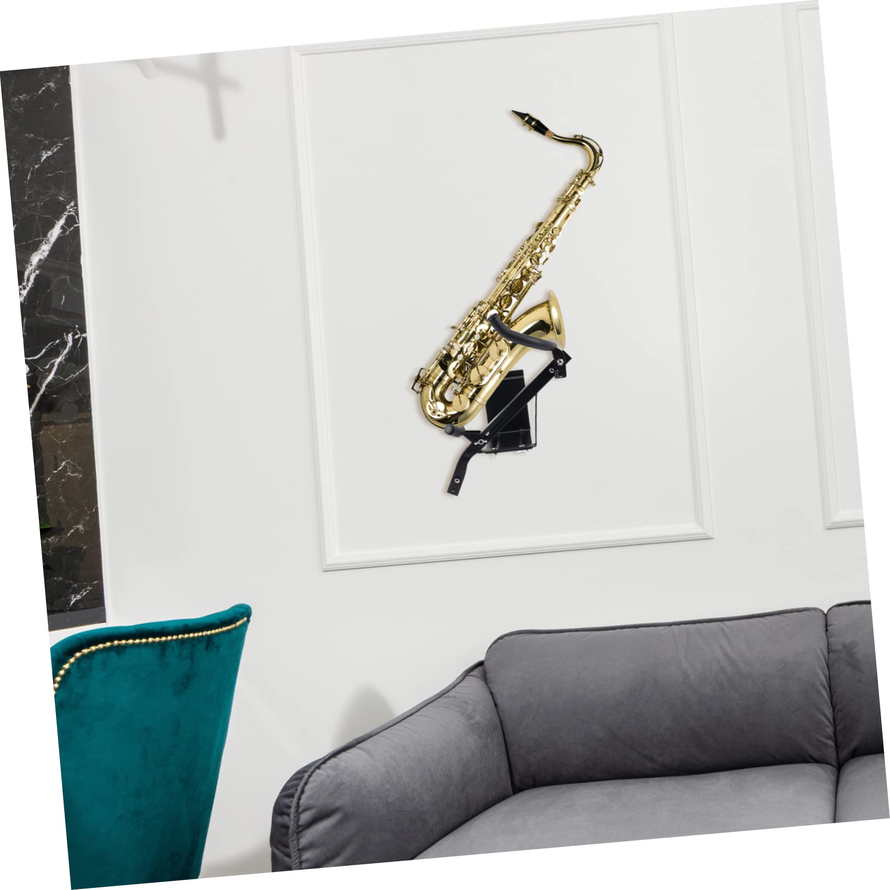 Yardwe Wall Mounted Saxophone Stand Durable Saxophone Bracket with Protective Sponge Sax Holder for All Standard Practical Present for Saxophonists