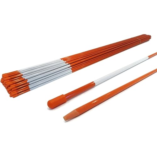 Autoparts Orange Reflective Driveway Markers Snow Stakes 48 Inches Long 5/16-Inch Dia Markers Pack of 25