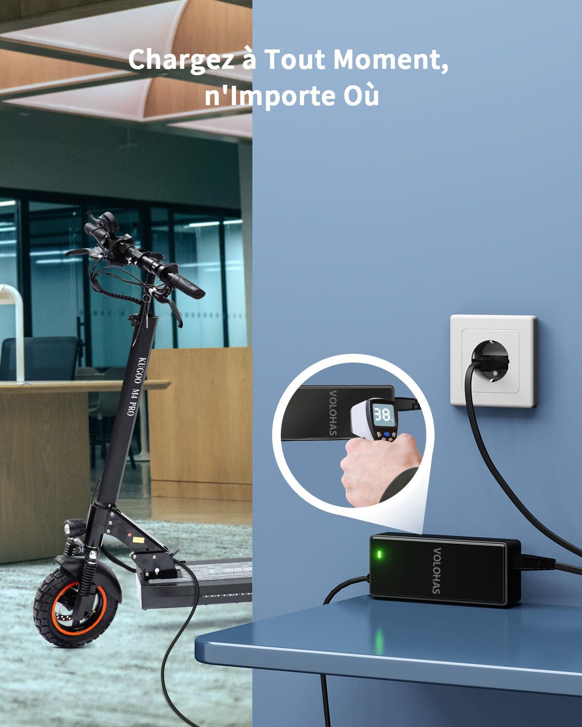 54,6 V 2 A Chargeur pour Kugoo M5 / M5 Pro/G Booster, pour Joyor S5, S5-Z, S8-S, S8-S-Z,G5,Y7-S, Kugoo M4/M4 Pro/Hitway H5 Trottinette électrique, Chargeur de Batterie Lithium 48V